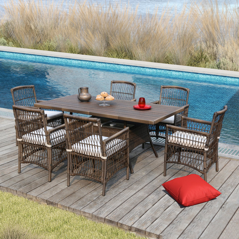 6-person Rectangular dining set with a dining table that has storage