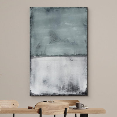 Minimal Landscape " Pastel Grunge Teal White Geometric Blocks Abstract Shapes Illustrations Modern Art Decor Minimal "