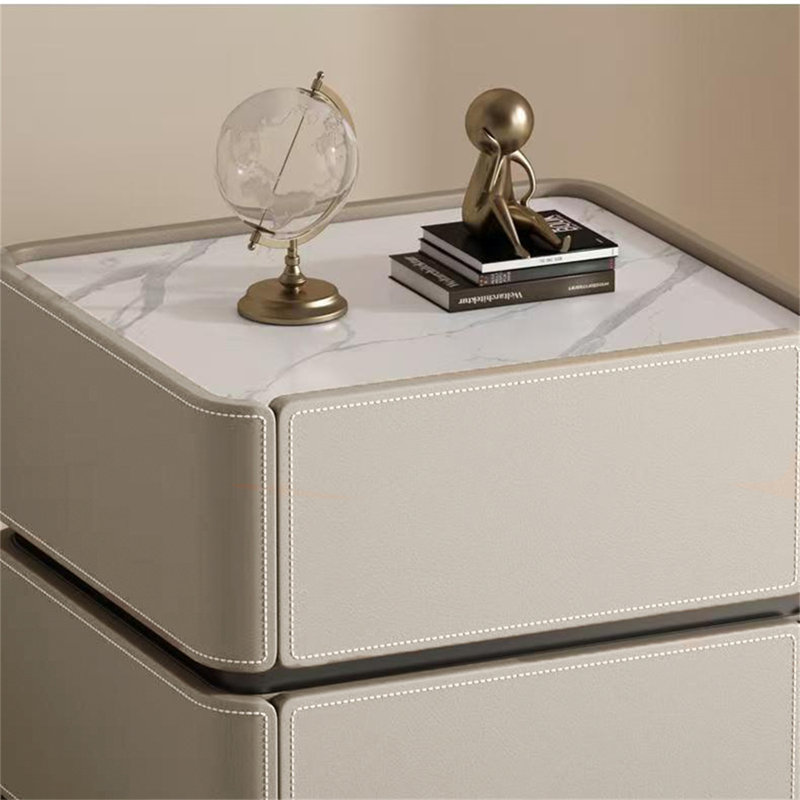 Saddle Leather Luxury 2-Drawer Bedside Table