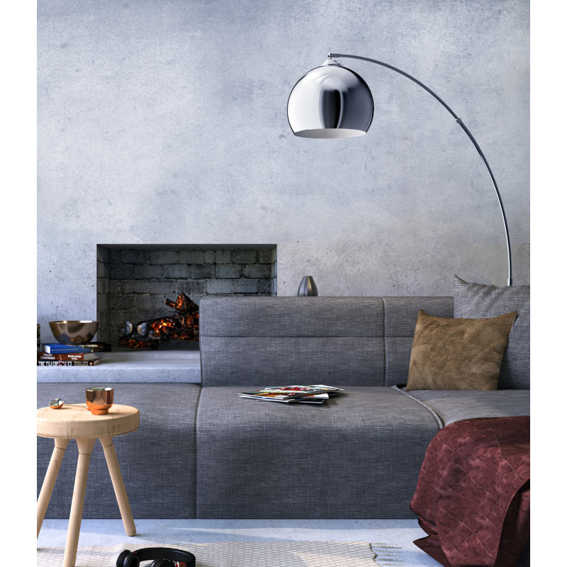 Lampe sur pied arquée 68 "Busby, Placage de chrome, Argenté