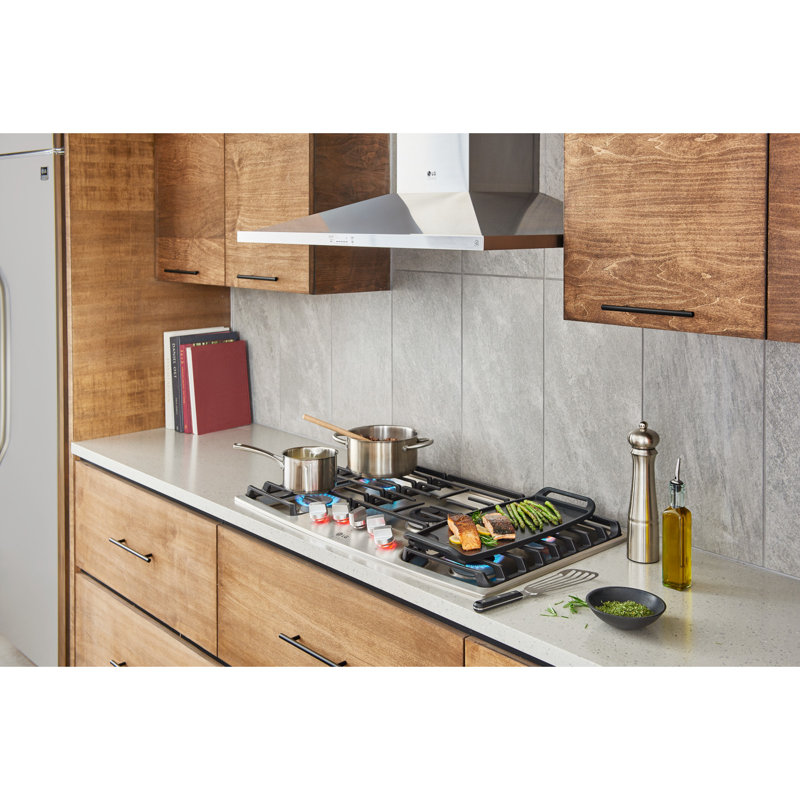 36" 600 CFM Ducted Wall Mount Range Hood with Nightlight, Wi-Fi, Remote Control Included, Gray, 36"