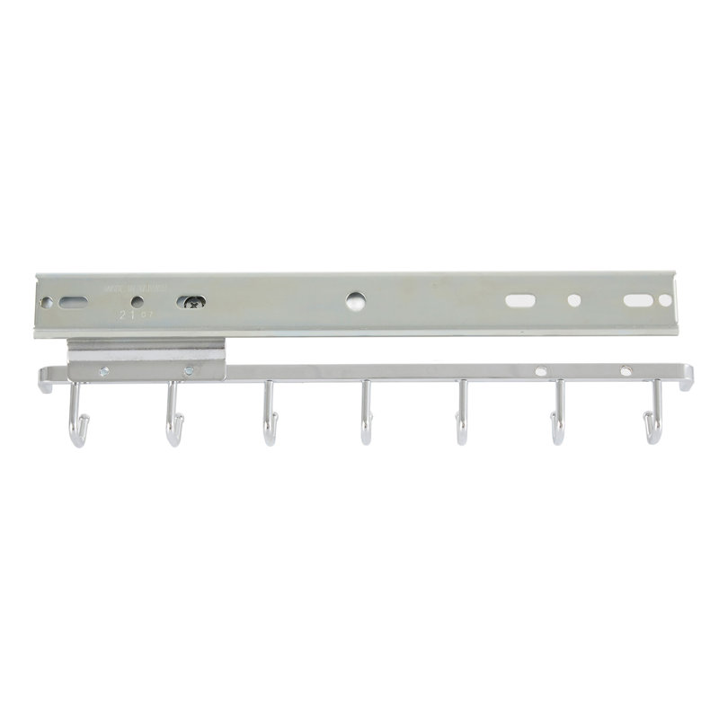 Chrome 14'' Sliding Belt and Accessory Rack with 7 Hooks