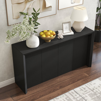 Table d'entrée en placage de bois d'acacia, conception ondulée pour couloir, salon, vestibule