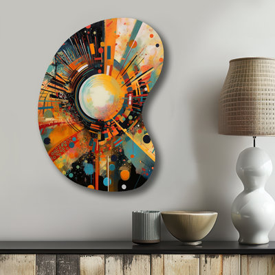 Orange Retro Vibe Background IV - Abstract Geometric Boom Shape Metal Wall Sculpture