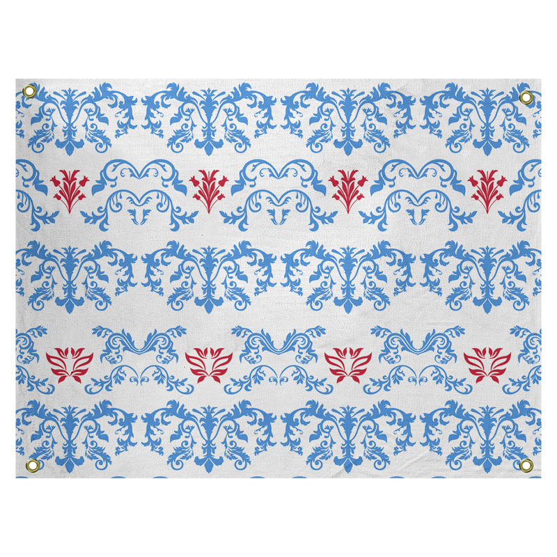 Tapisserie baroque en polyester polyester Houston, H 26 po x l 36 po, Blanc / Bleu / Rouge