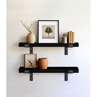 Virdell 2 Piece Oak Bracket Shelf