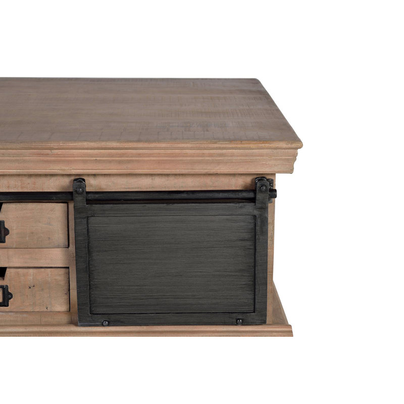 Rippy Solid Wood Block Coffee Table with Storage