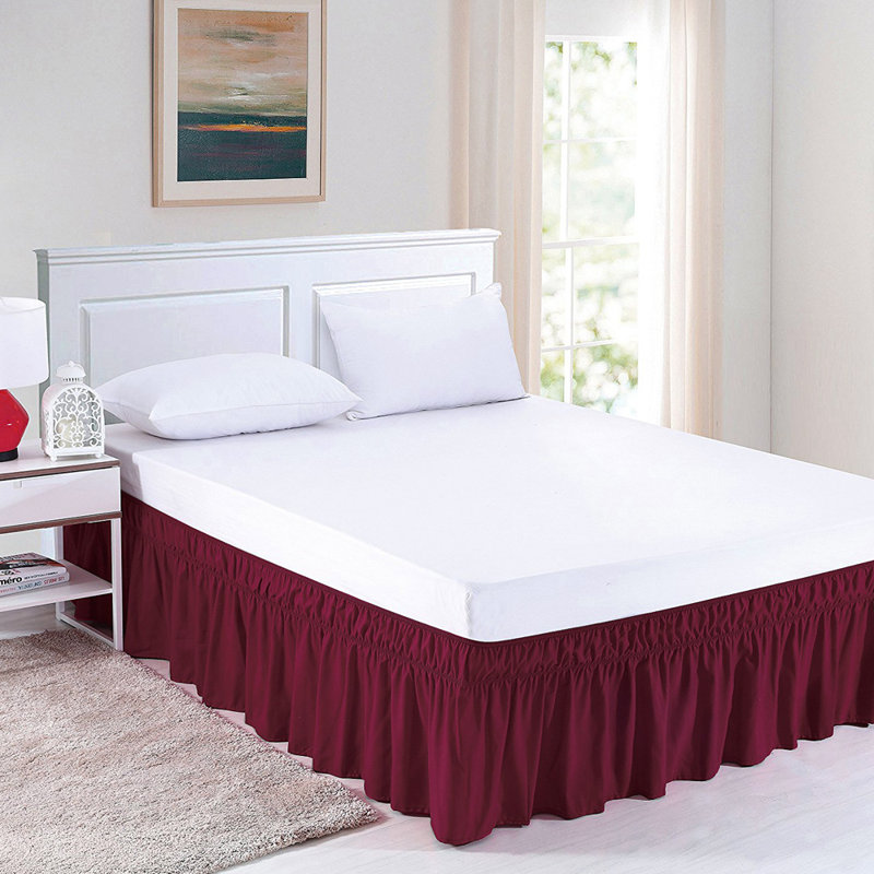 Ruffled Wrap Around Bed Skirt, Twin, Red