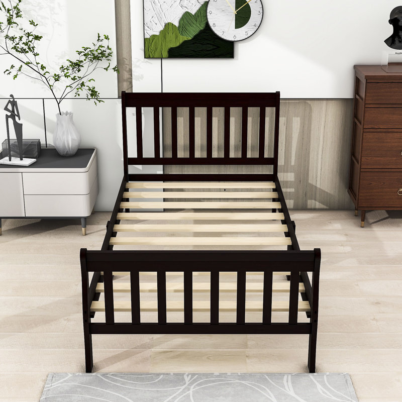Twin Platform Bed with Headboard, Espresso