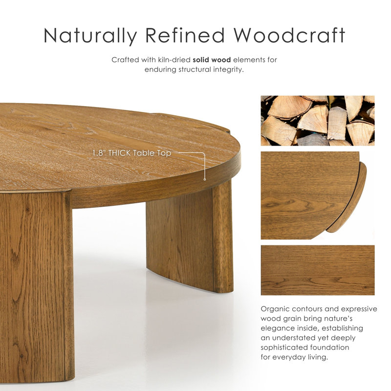 Table basse ronde en bois Blitar, Bois brun