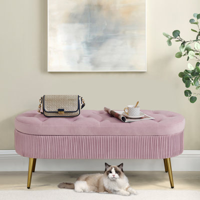 Michalla Velvet Upholstered Bench with Flip Top