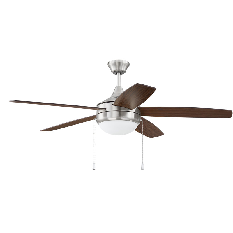 Phaze 52'' Ceiling Fan with Light Kit, Brushed Polished Nickel with Dark Oak Blades