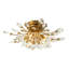 4-Light Modern Sputnik Branching Crystal Glass Leaf Flush Mount