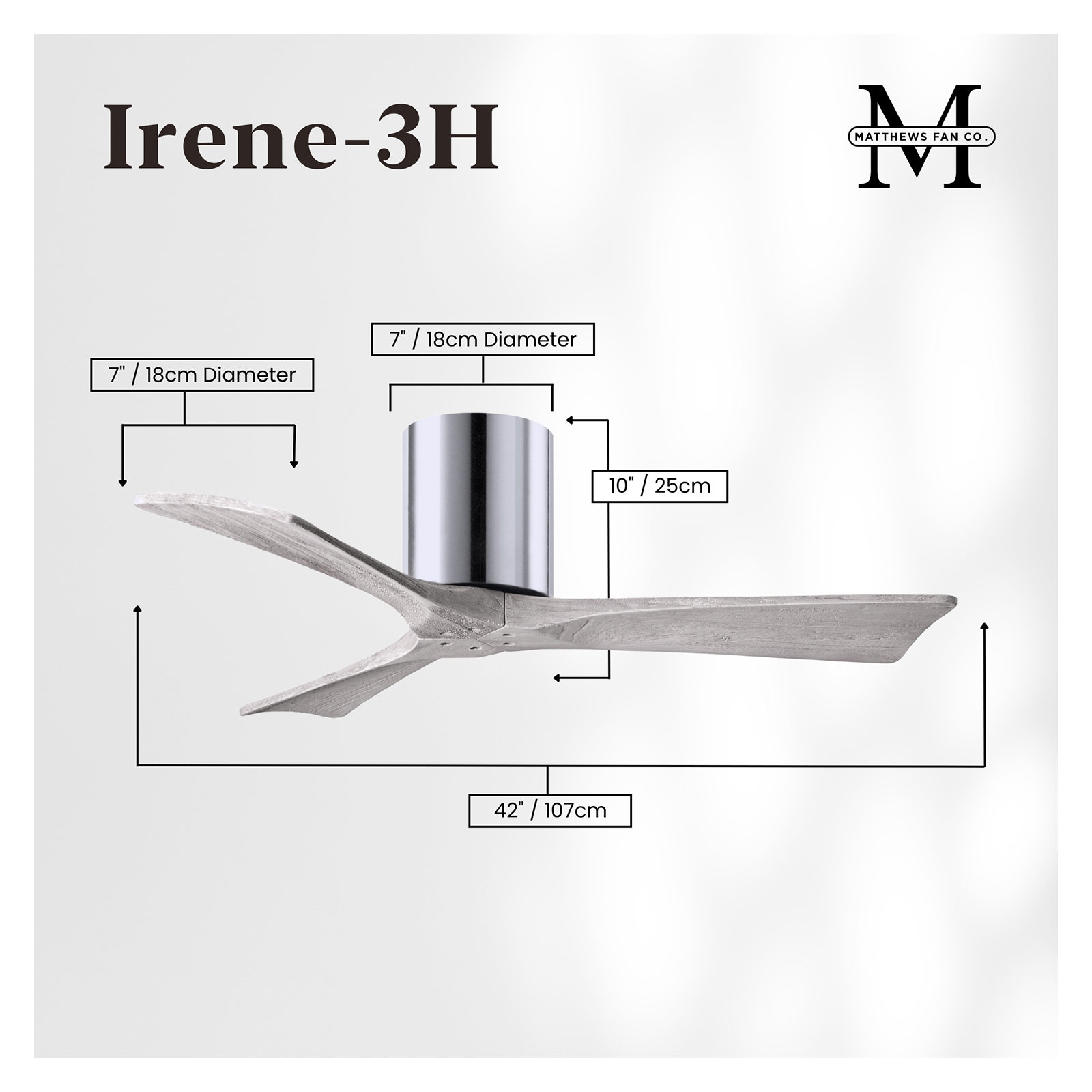 Olivier 3 Blade Ceiling Fan, Polished Chrome, Barn Wood Tone, 42"