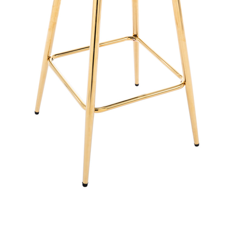 Tabouret de bar 26 po en velours bleu de 26 po avec pieds dorés et repose-pieds, option de siège confortable 2 et classique