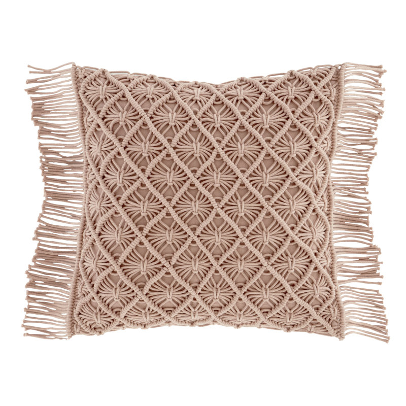 Macrame Diamond 43x43cm Cushion with inner, Blush