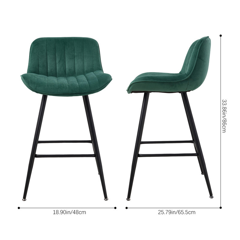 Upholstered Counter Stool, Green