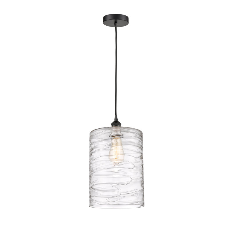 Karon 1 - Light Single Pendant, Matte Black, Clear Deco Swirl