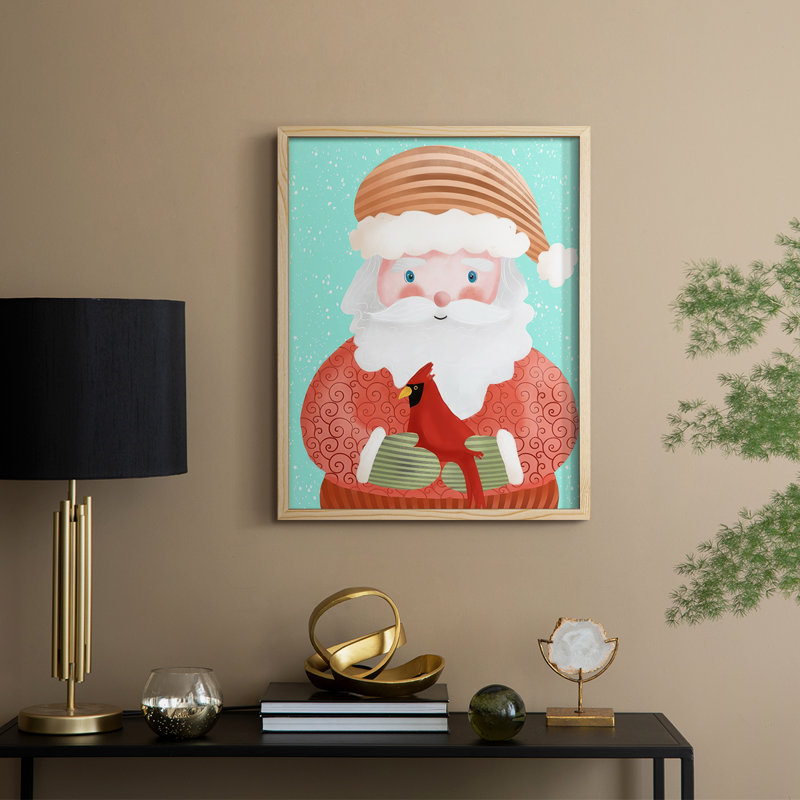 Santa Pack I Framed Print - Solid Wood, Natural, 11'' H x 9'' W