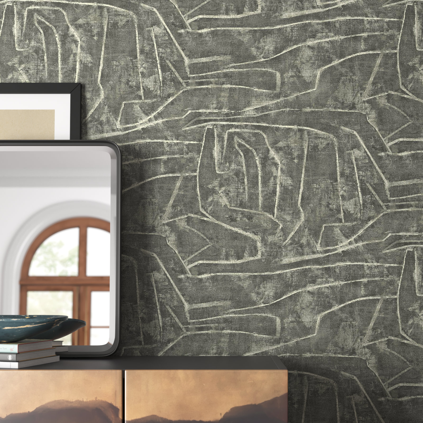 Vena Modern Peel & Stick Abstract Wallpaper, Gray/Glint