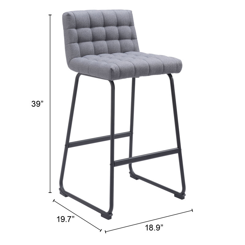 Tabouret Pago, 100% polyester - gris, Tabouret de bar (siège d'une hauteur de 29,9 po)