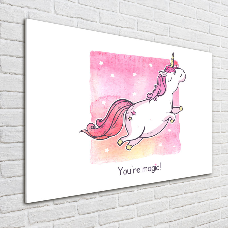 Pink unicorn 1 Piece Wall Art on Glass