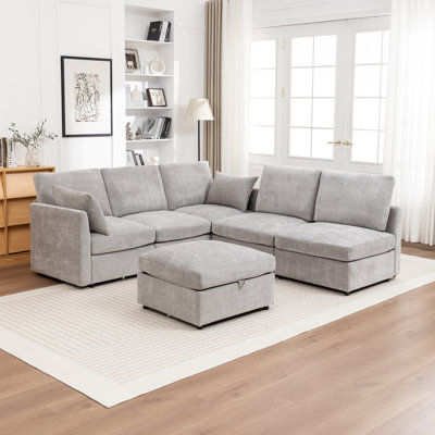 Canapé modulaire avec repose-pieds de rangement 6 pièces Wilroy