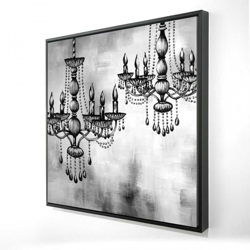 Deux lustres en cristal, reproduction sur toile