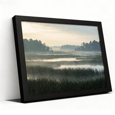 Art mural sur toile noir encadré pour le salon, la chambre à coucher, le bureau ou le vestibule - décoration murale décorative avec marais brumeux