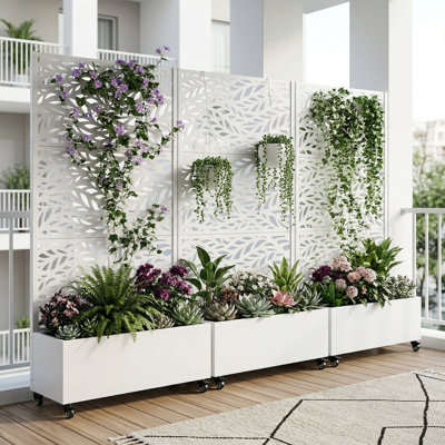 Boîte à fleurs d'extérieur avec roues