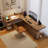 Walnut L-Shaped Solid Wood desks-108124593