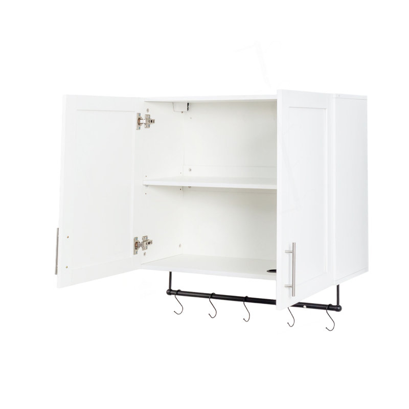 Bathroom Wall Cabinet With Adjustable Shelf, Towel Bar, 5 Hooks, Over The Toilet Storage Cabinet For Bathroom, Kitchen
