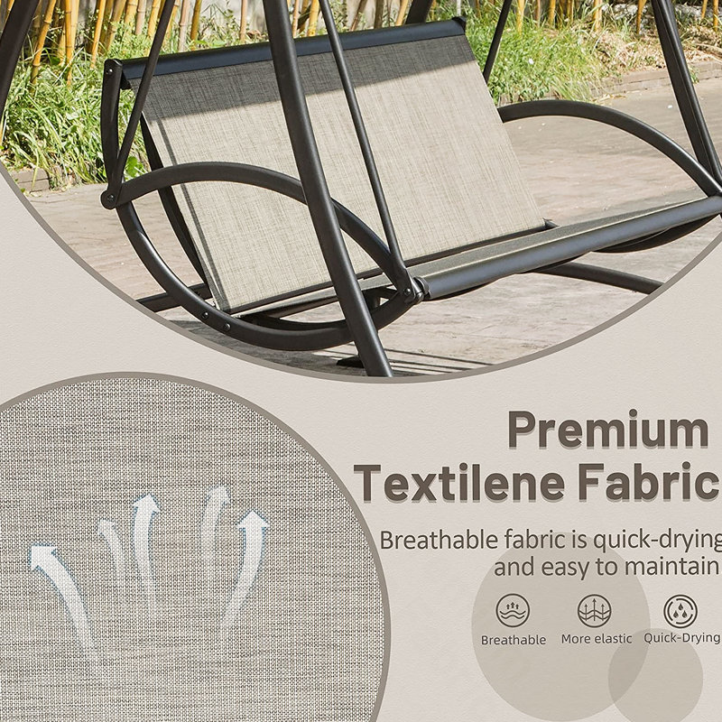 Balancelle d'extérieur avec auvent réglable 3 places, 73"