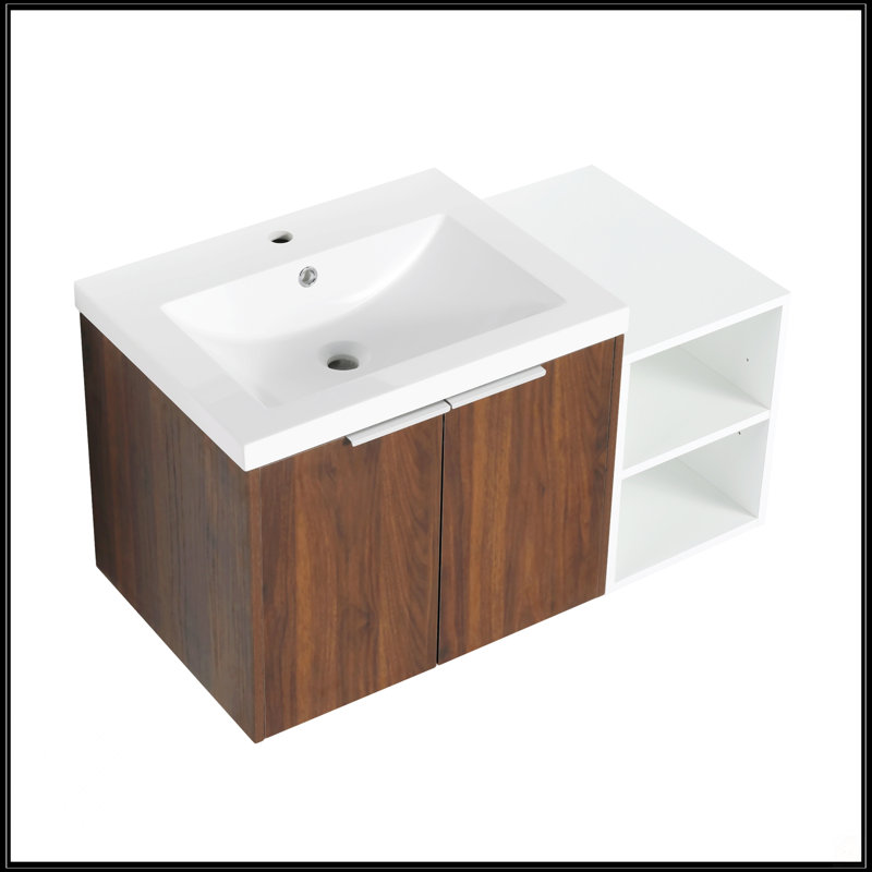 Meuble-lavabo à fermeture en douceur 36 po avec lavabo, Noyer de Californie