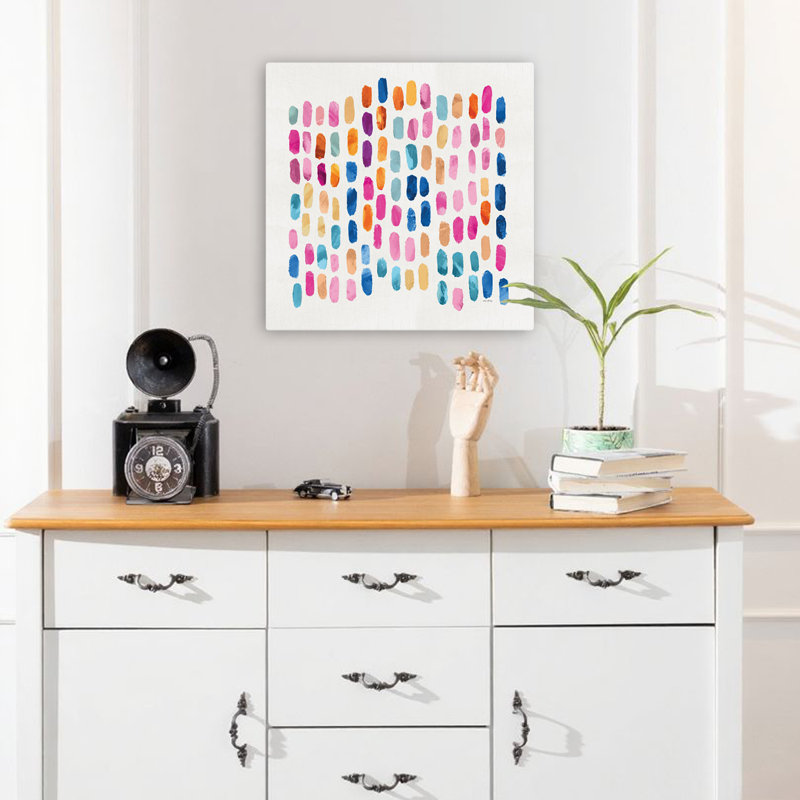 Dabs of Color Contemporary Abstract Dot Abstract Art, H 18 po x l 18 po