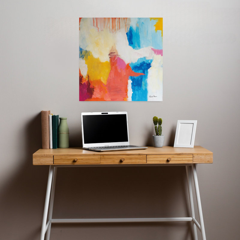 Style contemporain zen avec art abstrait bleu, H 18 po x l 18 po