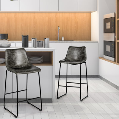 Upholstered Bar Stool with Steel Frame