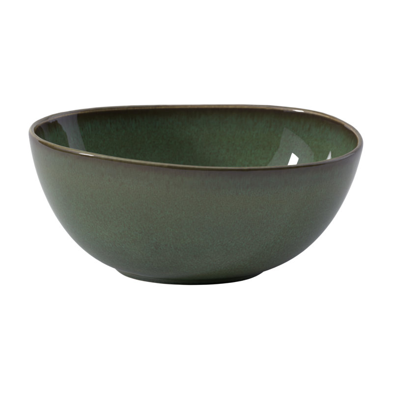 Bol de service Villeroy & Boch Lave Vert, faïence de porcelaine de qualité supérieure, aspect fait à la main et glacis réactif, capacité de 74 oz, va au lave-vaisselle et au micro-ondes, vert