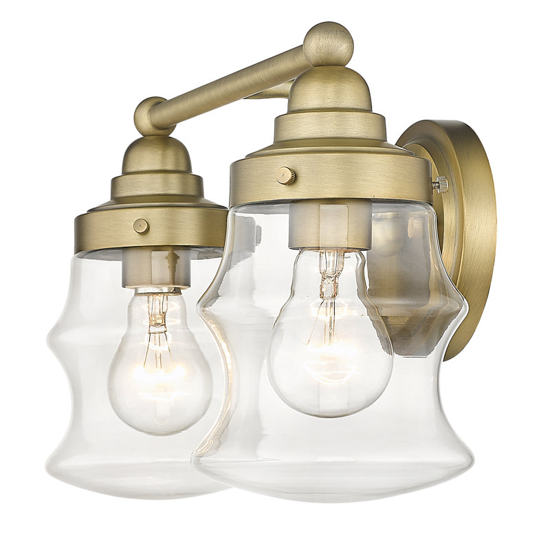 2 - Light Dimmable Vanity Light, Antique Brass