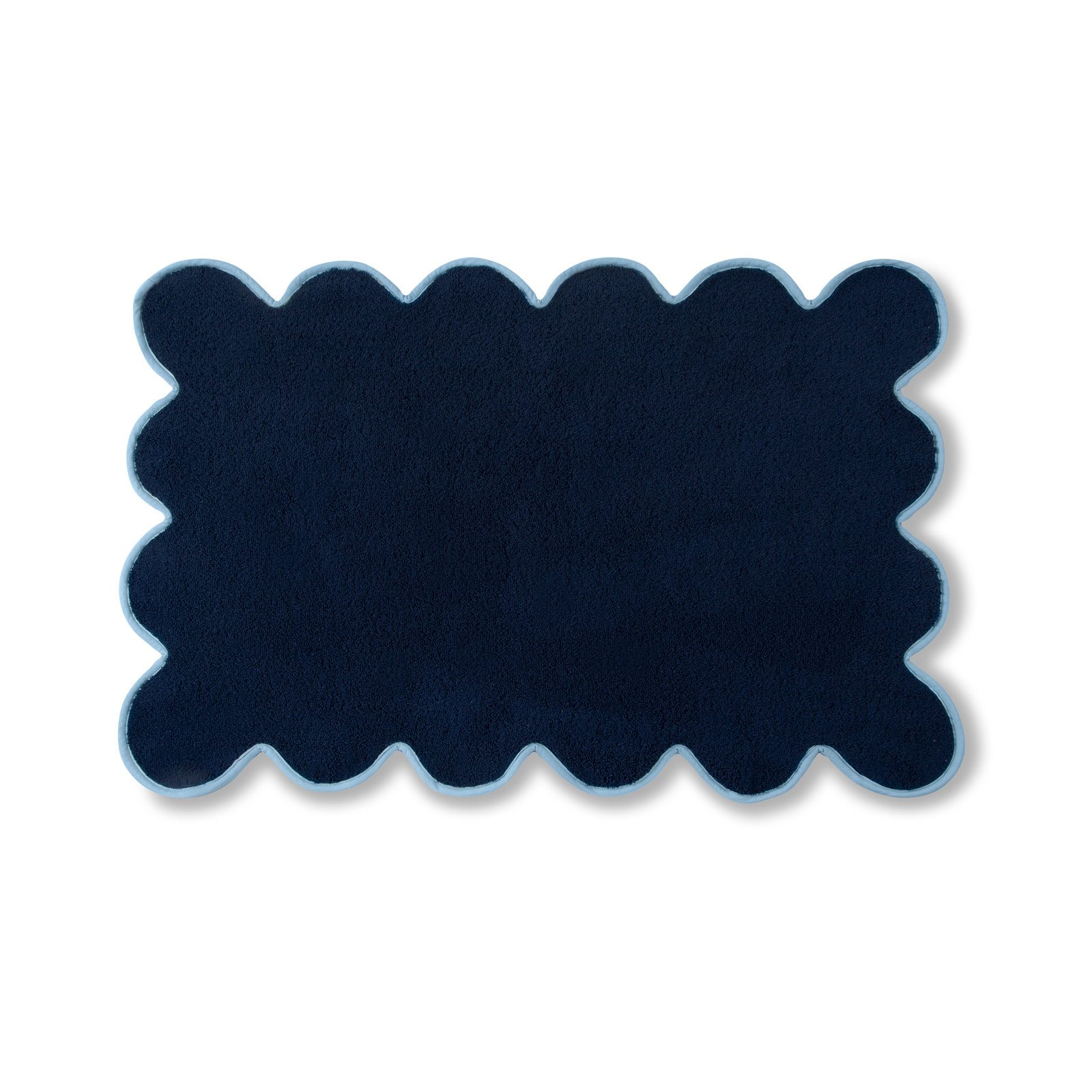 Scalloped Cotton Bath Mat, Navy