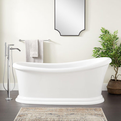 67" Alvaro Acrylic Slipper Tub With Polished Brass Drain Kit