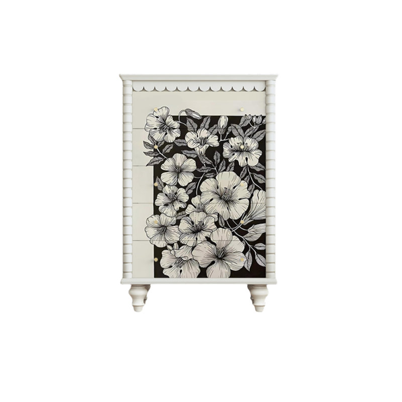 Commode décorative à cinq tiroirs Retro, Blanc