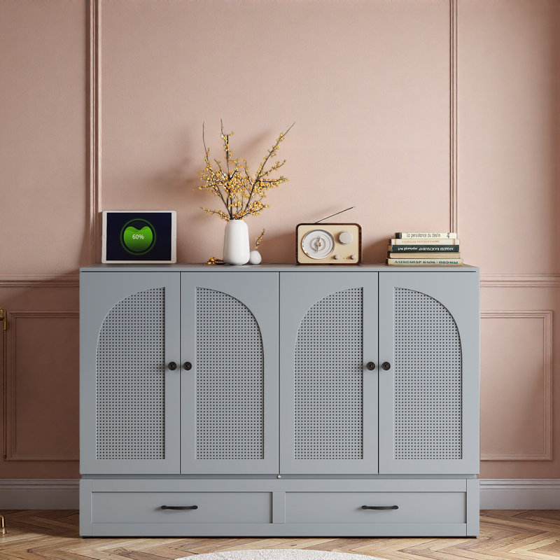 Lit escamotable avec grands tiroirs Murphy, Gris, Lit double