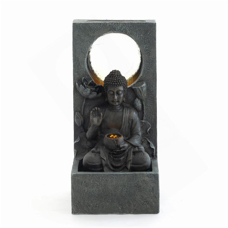 28" H Outdoor Buddha Waterfall Fountain