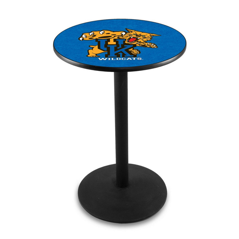 Round Metal Base Dining Table, Black Wrinkle, University of Kentucky - Cat Logo