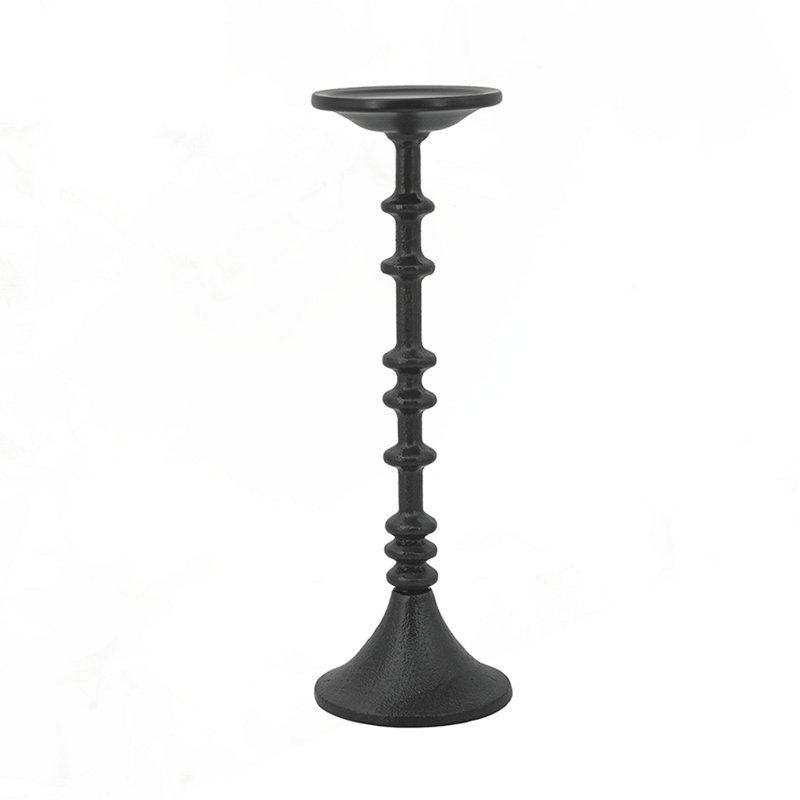 Ensemble de 2 porte-bougies décoratifs en fer noir avec motif de broche, 2