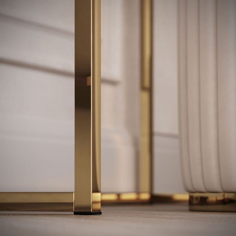 Dressing Table with Mirror, Gold