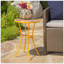 Table d'appoint d'extérieur avec plateau en mosaïque et pieds en métal, jaune