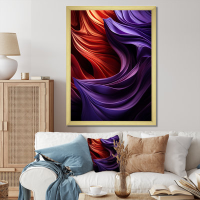 Purple Majestic Abstract Waves I - Abstract Spirals Wall Art Living Room_106109