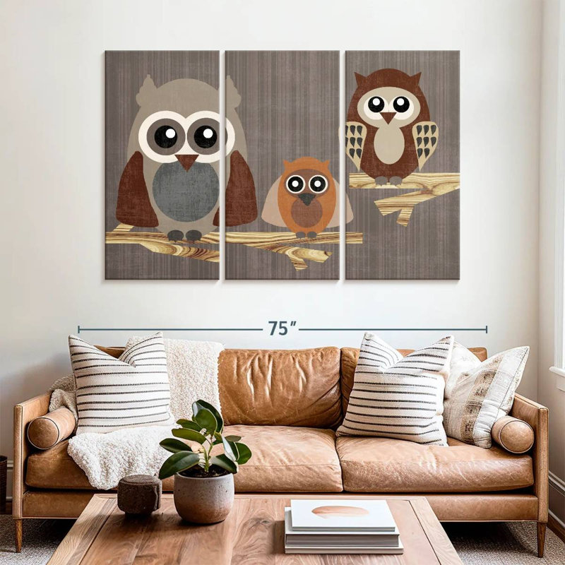 Brampt Three Owls, 42" H x 65" W